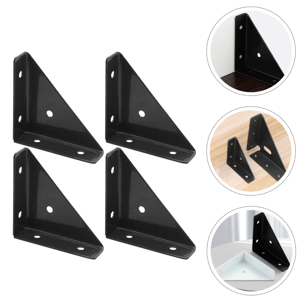 

4 Pcs Corner Protector Triangular Triangle Shelf Bracket Furniture Brackets for Cabinet Iron Connector