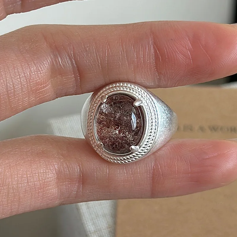 

[Cciris.Com] S925 Silver Rutilated Quartz Ring Nickel Free Lead Safe Hypoallergenic Minimalist Wholesale Stacking Jewelry Women