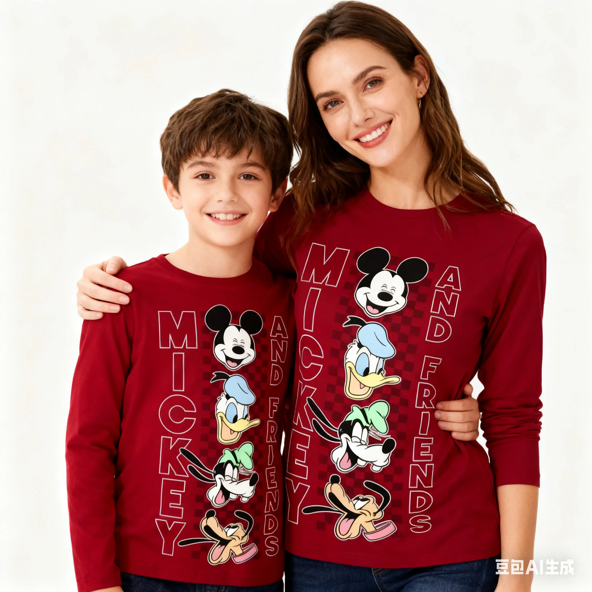 

Disney Mickey Mouse And Friends Adult Kids Long Sleeve T-Shirts Family Matching Outfits Summer Quick-dry Comfy Soft Stretchy