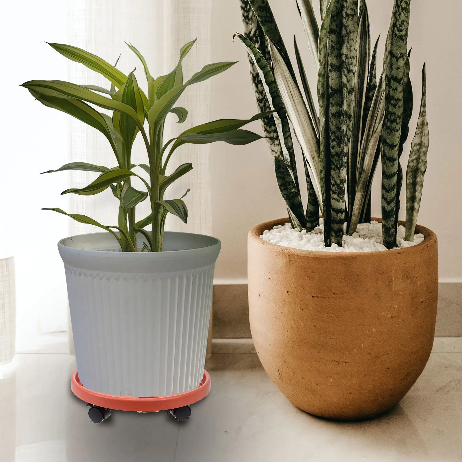 

1Pc Durable Movable Pot Shelf Plastic Plant Stand Smooth Wheels Home Decor Large Flowerpot Tray Universal Holder