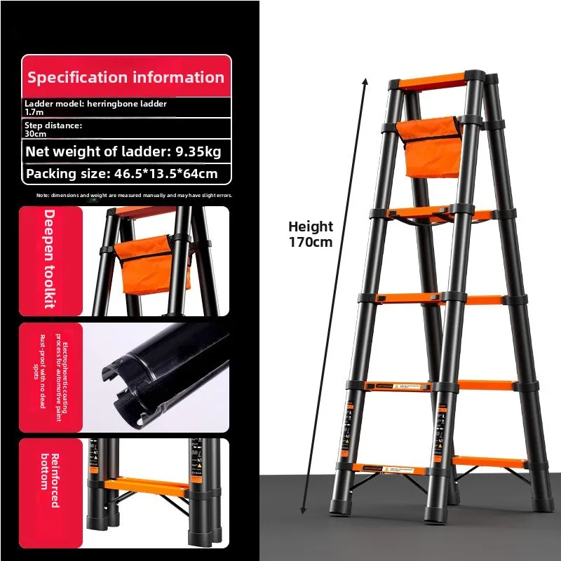 A Frame Ladder Heavy Duty Carbon Steel Folding Multi Function Construction Home Use Portable Indoor Ladder Climbing