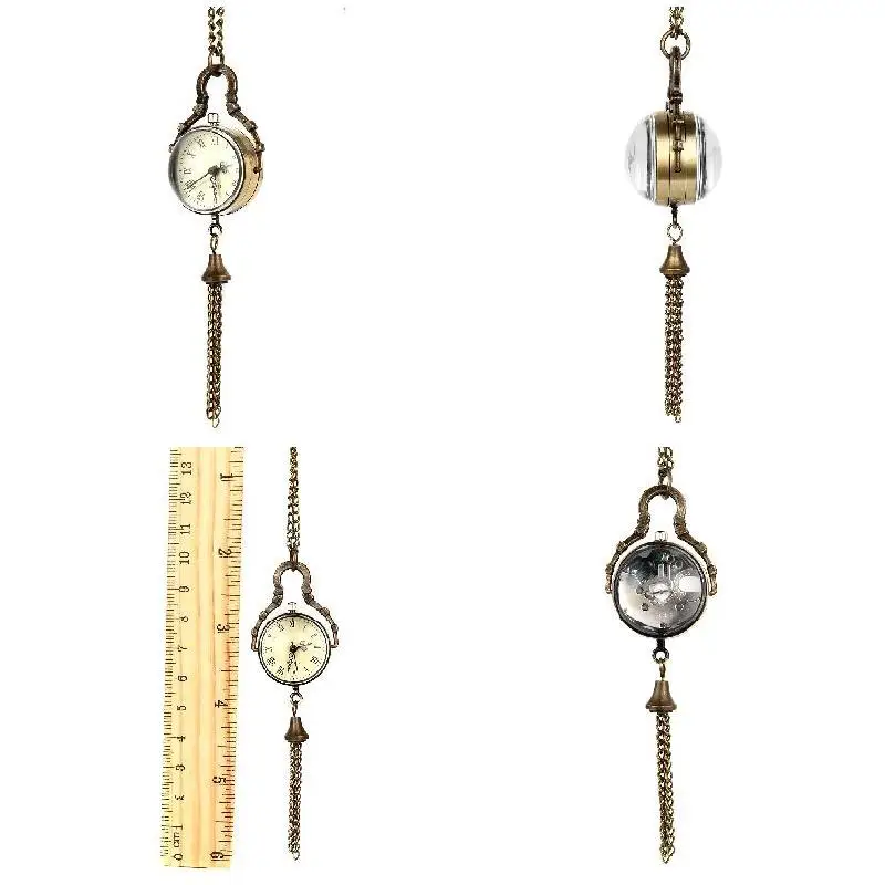 Retro Round Ball Quartz Fob Pocket Watch Tassel Sweater Necklace Chain Jewelry Gifts Pendant Watches Clock Chain Mens Women