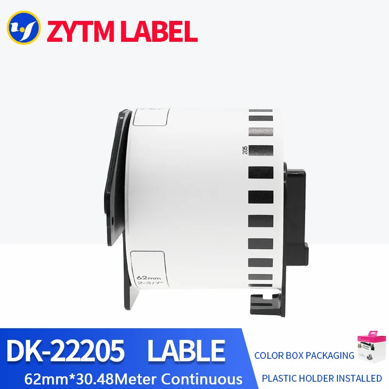 10 Rolls Brother Compatible DK-22205/DK-44605 Label 62mm*30.48M Continuous for Thermal Printer QL-700/QL-800/QL-1100/QL-1110NWB
