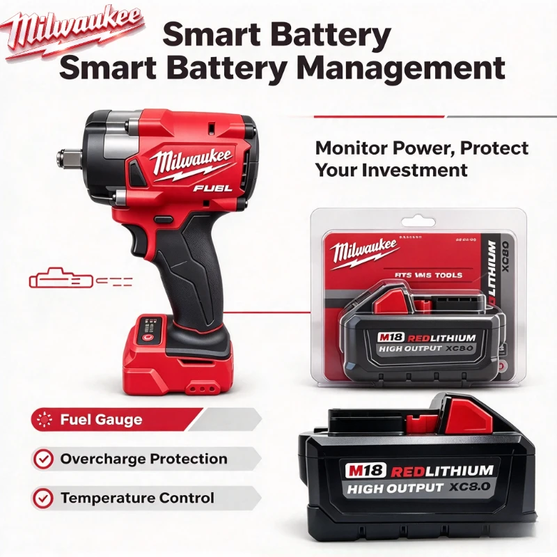 Authentic M18 Milwaukee Li-ion Battery 8.0Ah 12Ah M18HB12 M18B6 48-11-1860 For Multi-functional 18V Cordless Power Tools Battery