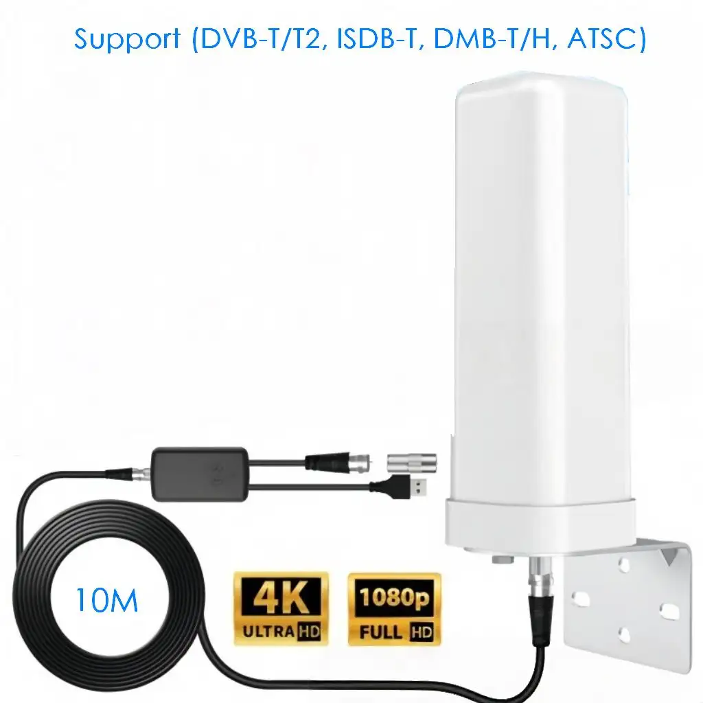 Наружная цифровая ТВ-антенна со сверхдальным приемом, усилитель дистанционного сигнала 35 дБи, 4K 1080P, бесплатный канал HDTV ATSC DVB-T/T2