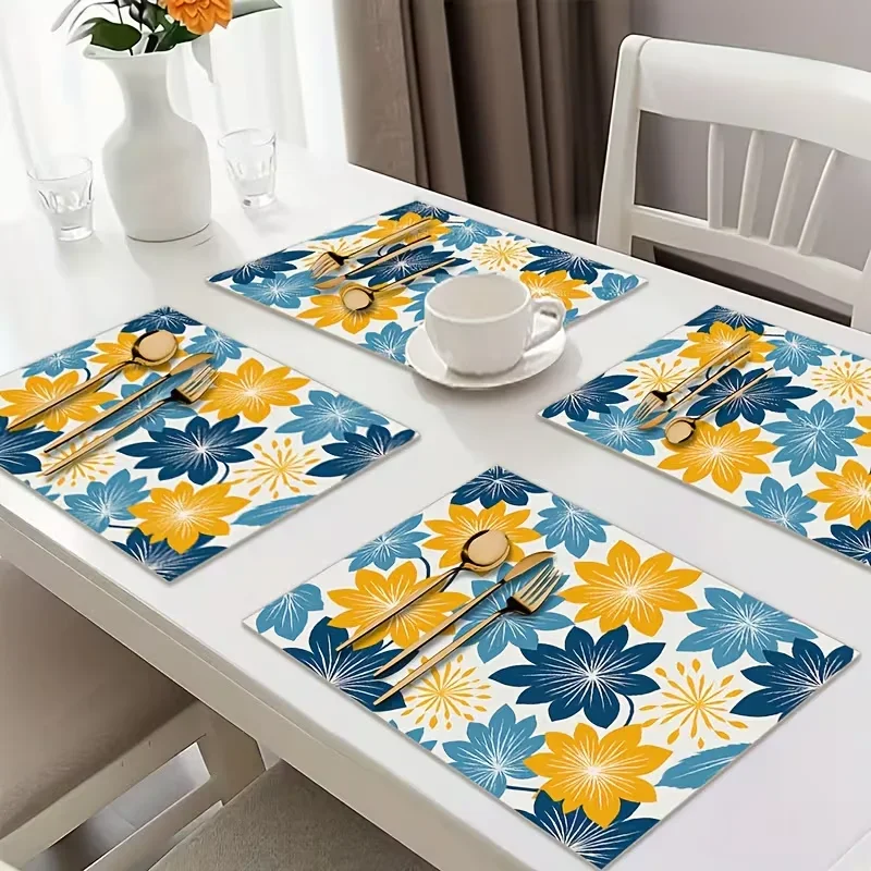 Vintage Floral Multicolor Floral Placemat Heat Insulated Non-Slip Placemat Kitchen Dining Table Accessories