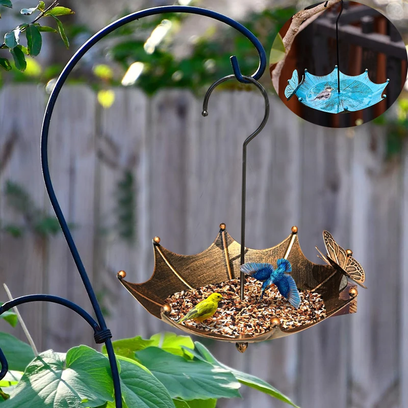 1개 빈티지 나비 모양 금속 새 모이통, 야외 걸이형 새 목욕통 및 정원 장식