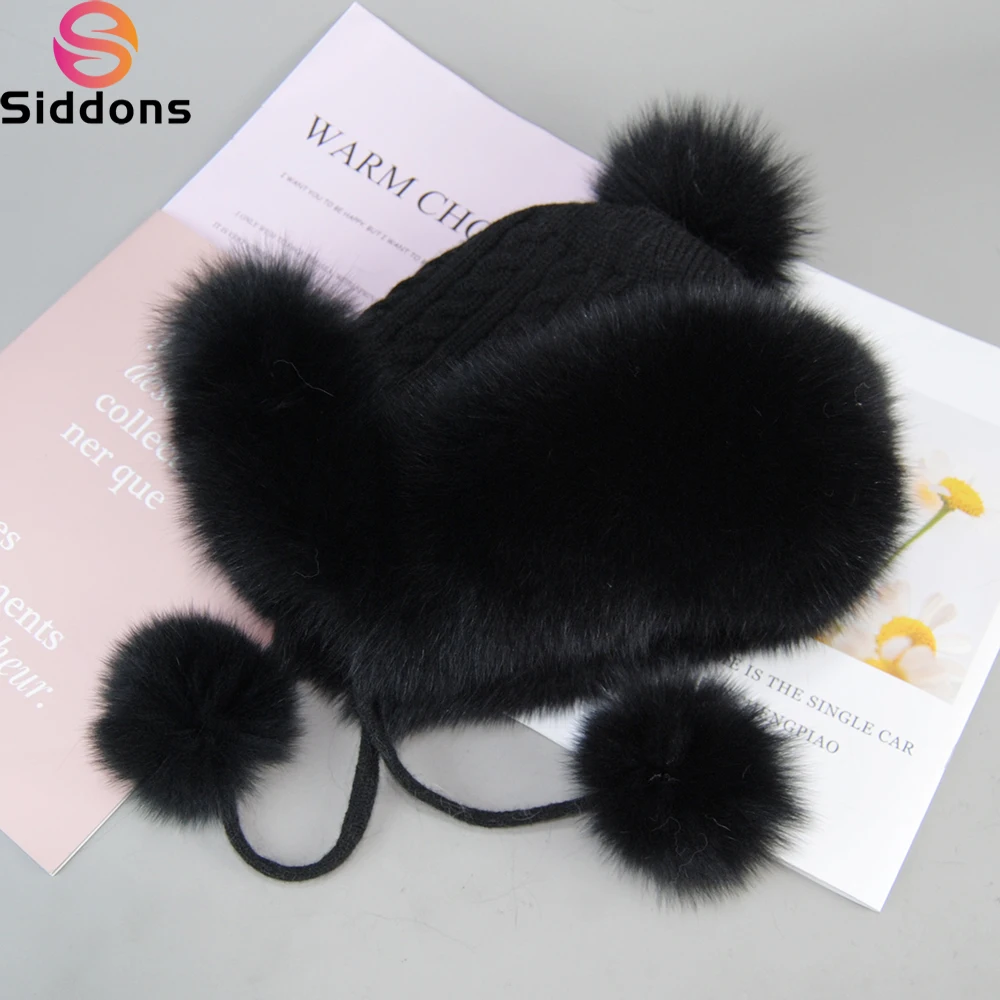 2024 100% Real Raccoon Fur Hat for Women Natural Fox Fur Russian Ushanka Hats Winter Thick Warm Fashion Girls Bomber Cap Elastic