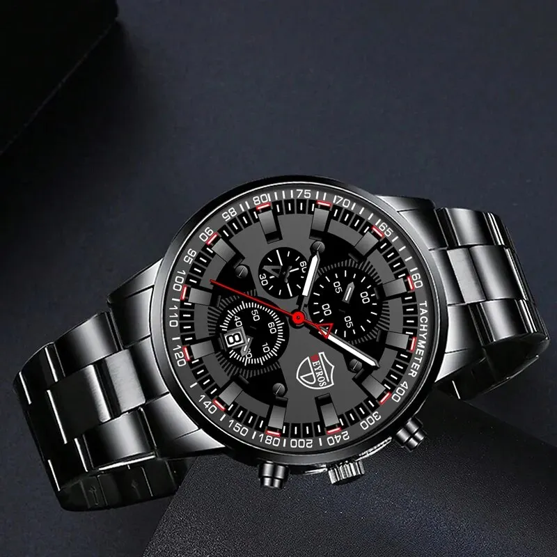 DEYROS 3PCS Set Fashion Mens Bracelet Necklace Watches Men Business Quartz Wrist Watch Male Spors Casual Watch Reloj Hombre