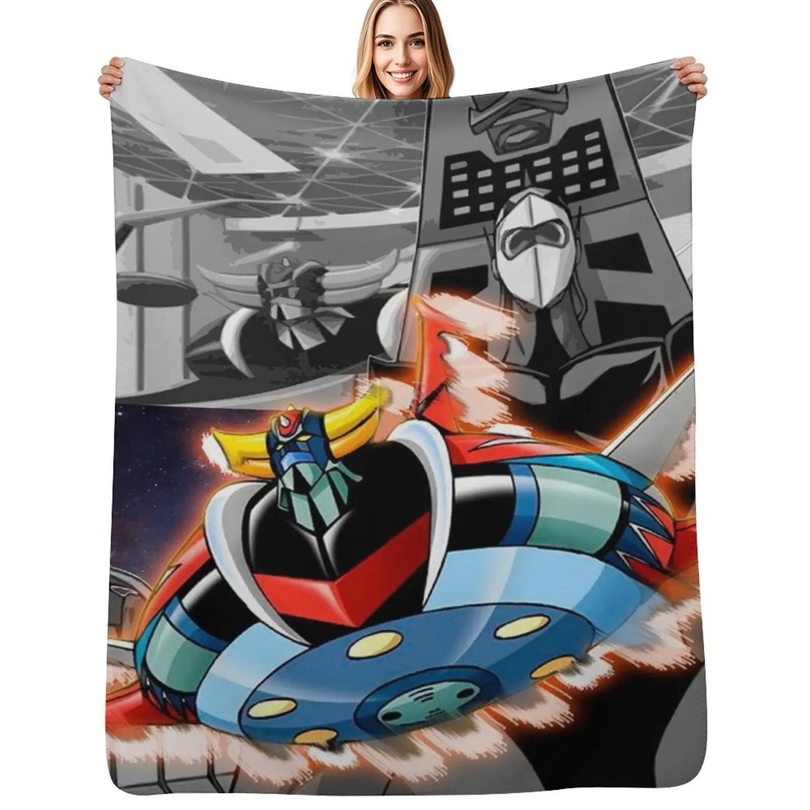 

Grendizer Go! Throw Blanket Hairy Soft Plush Plaid Moving Plush Blankets