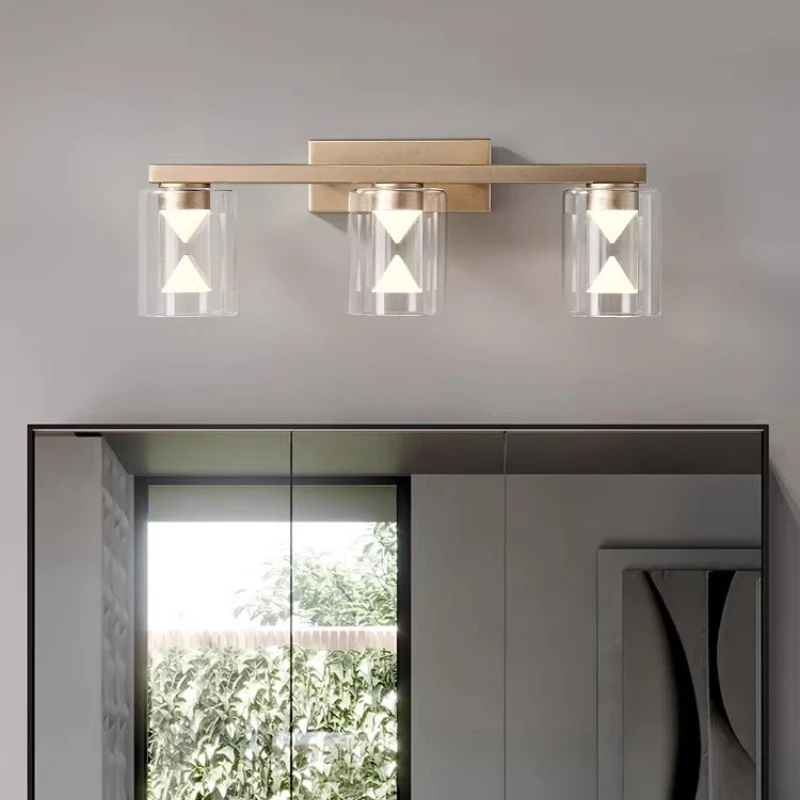 Modern Designer Led Wall Lamp Clear Lampshade Bathroom Mirror Light 3heads Hotel Toilet Mirror Cabinet Wall Decoration Sconces