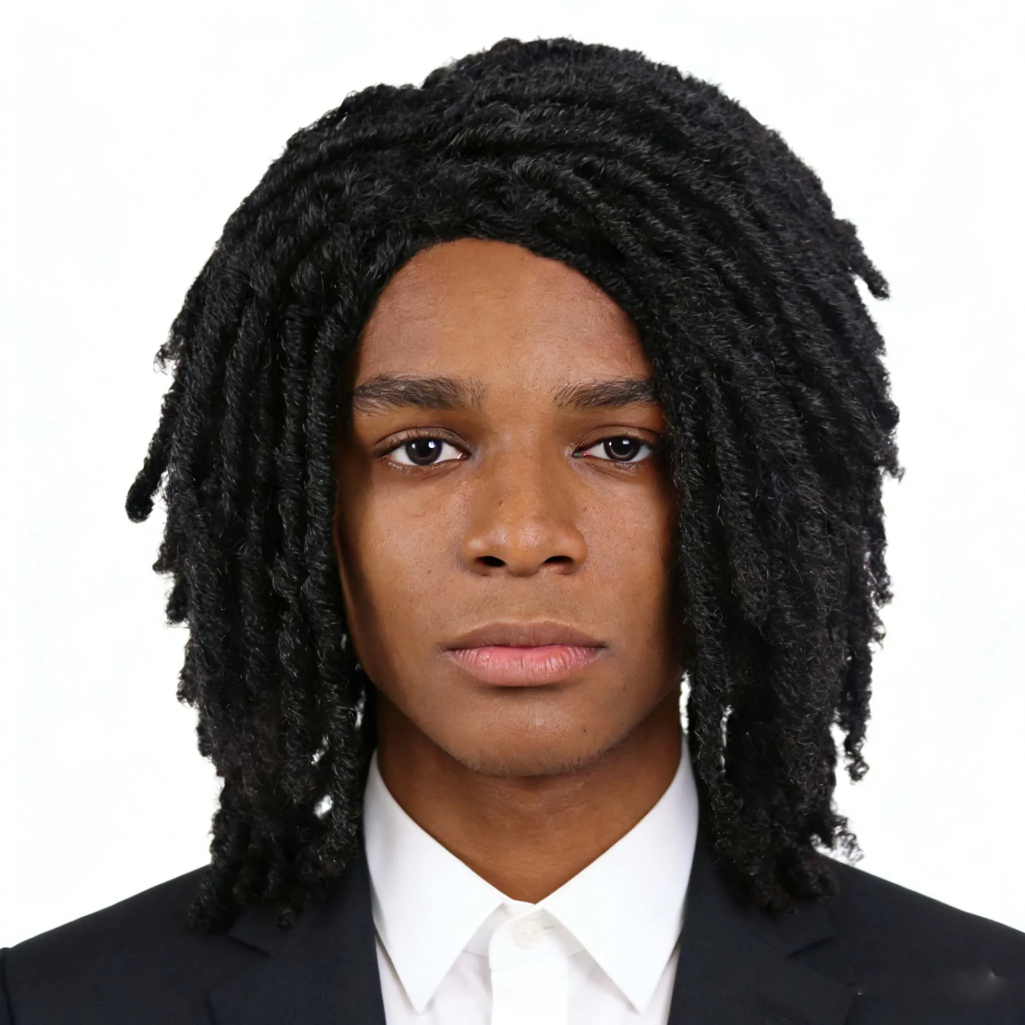 Fluffy Synthetic Men's Black Short Curly Faux Locs Wigs Dreadlock Style Hair Soft for Daily Rock Party Costume Wear 20 Inch Wig
