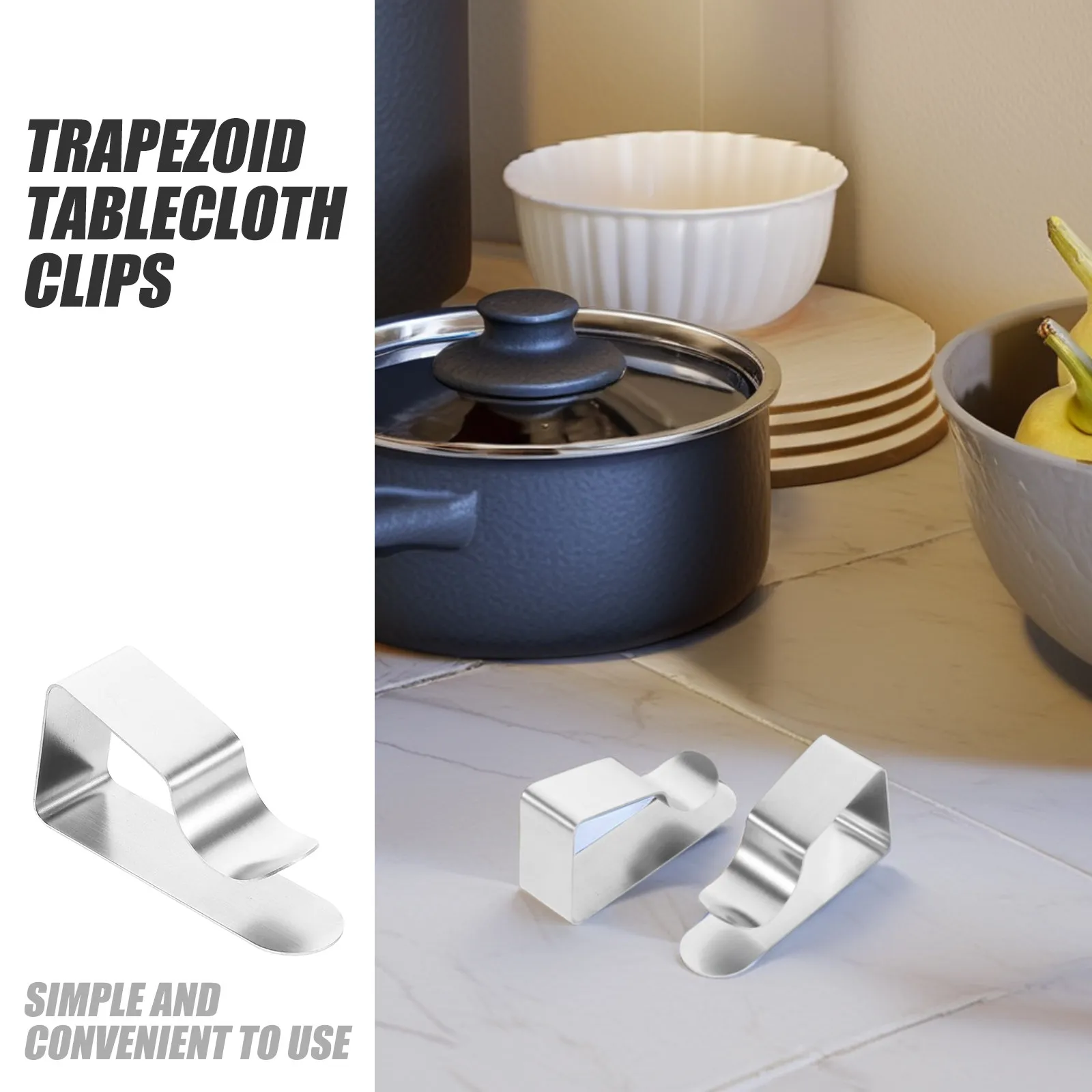 8Pcs Trapezoid Tablecloth Secure Clips Stainless Steel One-Piece Weather-Resistant Table Skirt Anchors for Patio Picnic Setup