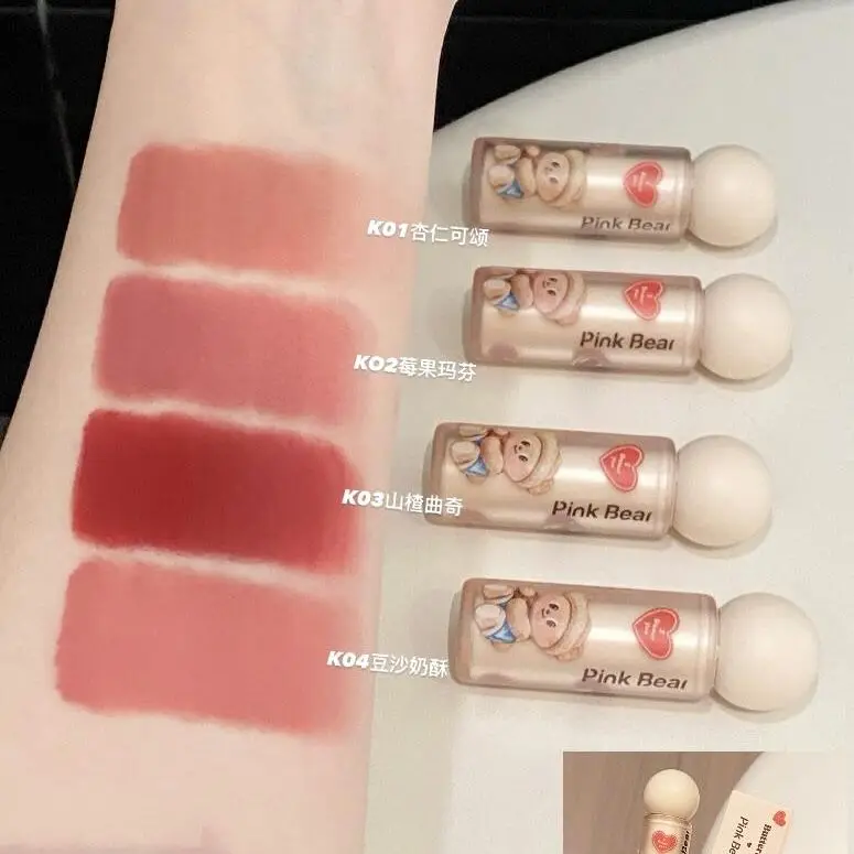 Rouge à lèvres miroir filmogène, poupée ours rose, longue durée, antiadhésif, liquide 256, beauté, Jules, brillant, maquillage