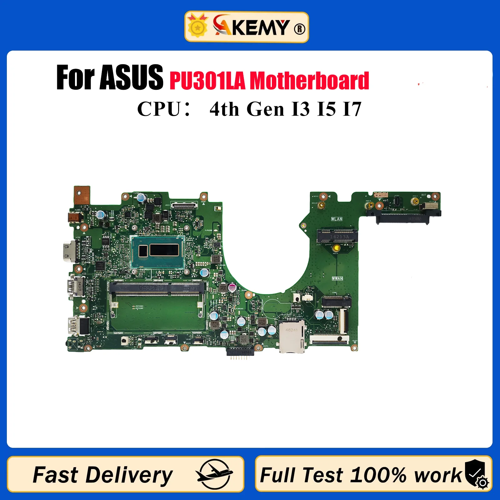 

PU301LA Материнская плата для ноутбука ASUS VivoBook PU301L PU301LA Материнская плата для ноутбука с процессором I3 I5 I7 100% тестирование ОК быстрая доставка stk