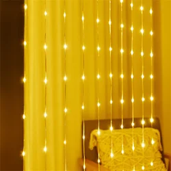 3x2M/3x3M Solar Powered LED Waterfall Fairy Lights Outdoor Christmas Window Curtain Icicle Light Meteor Shower Rain Light