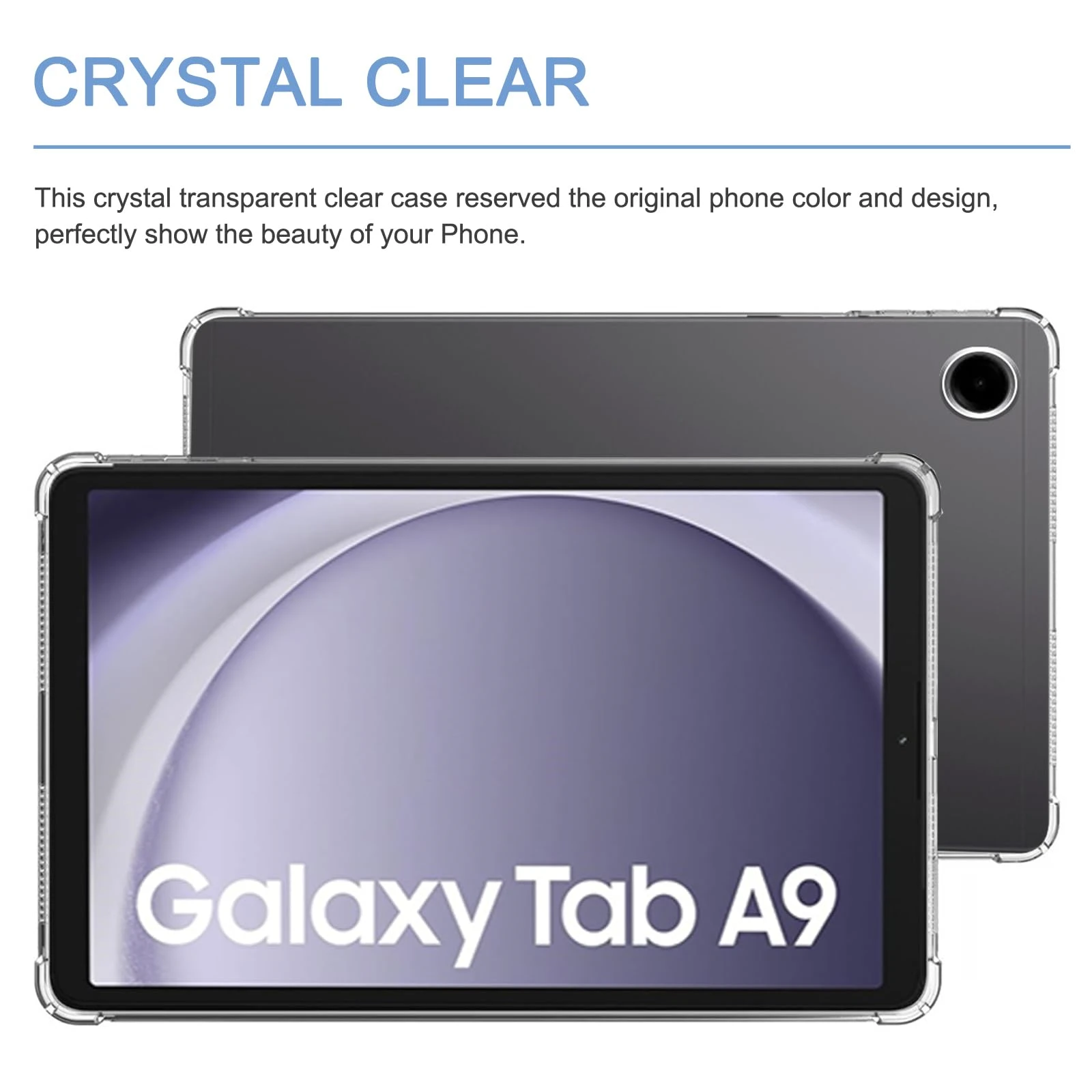 Clear Case for Samsung Galaxy Tab A9 8.7 inch Tablet 2023 Release Airbag Drop Protection Flexible Silicone TPU Shockproof Cover