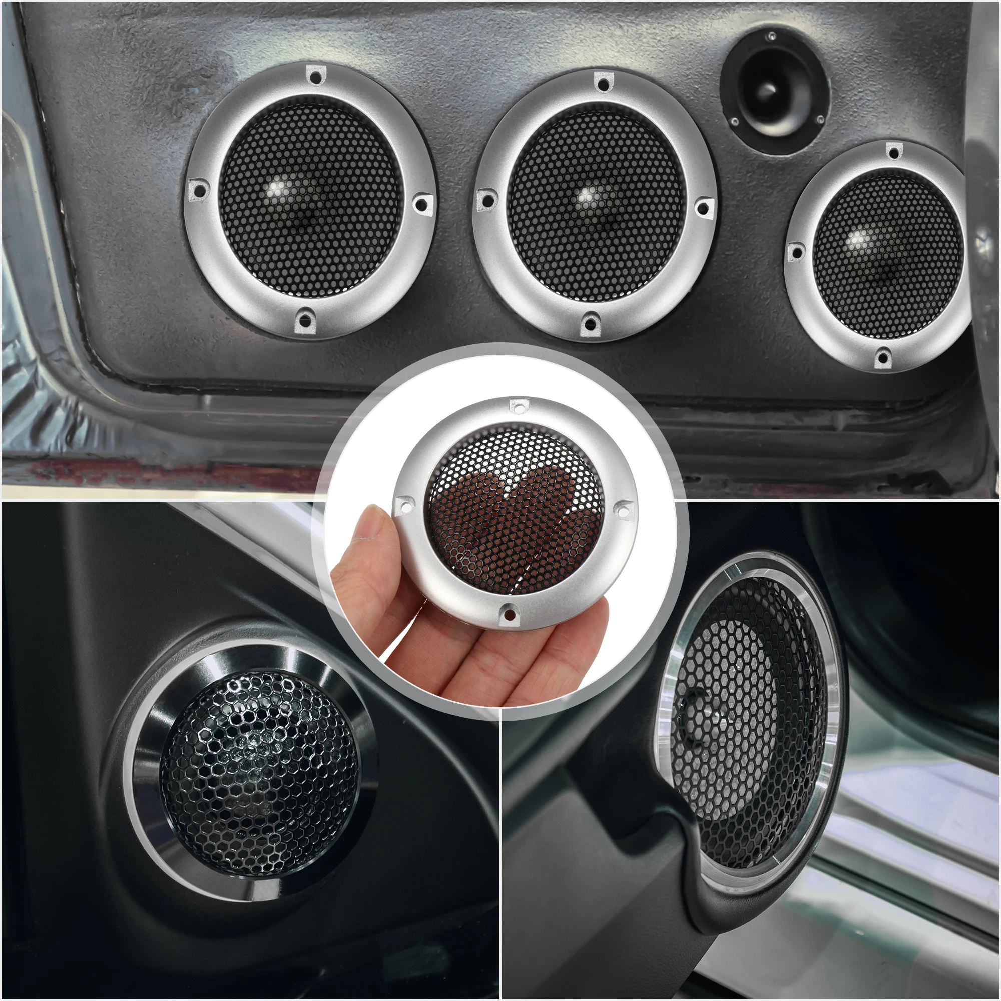 X Autohaux 2 Inch Car Speaker Net Grill Cover Round Grille Horn Mesh Enclosure Speakers Frame Iron Wire Guard Auto Accessories