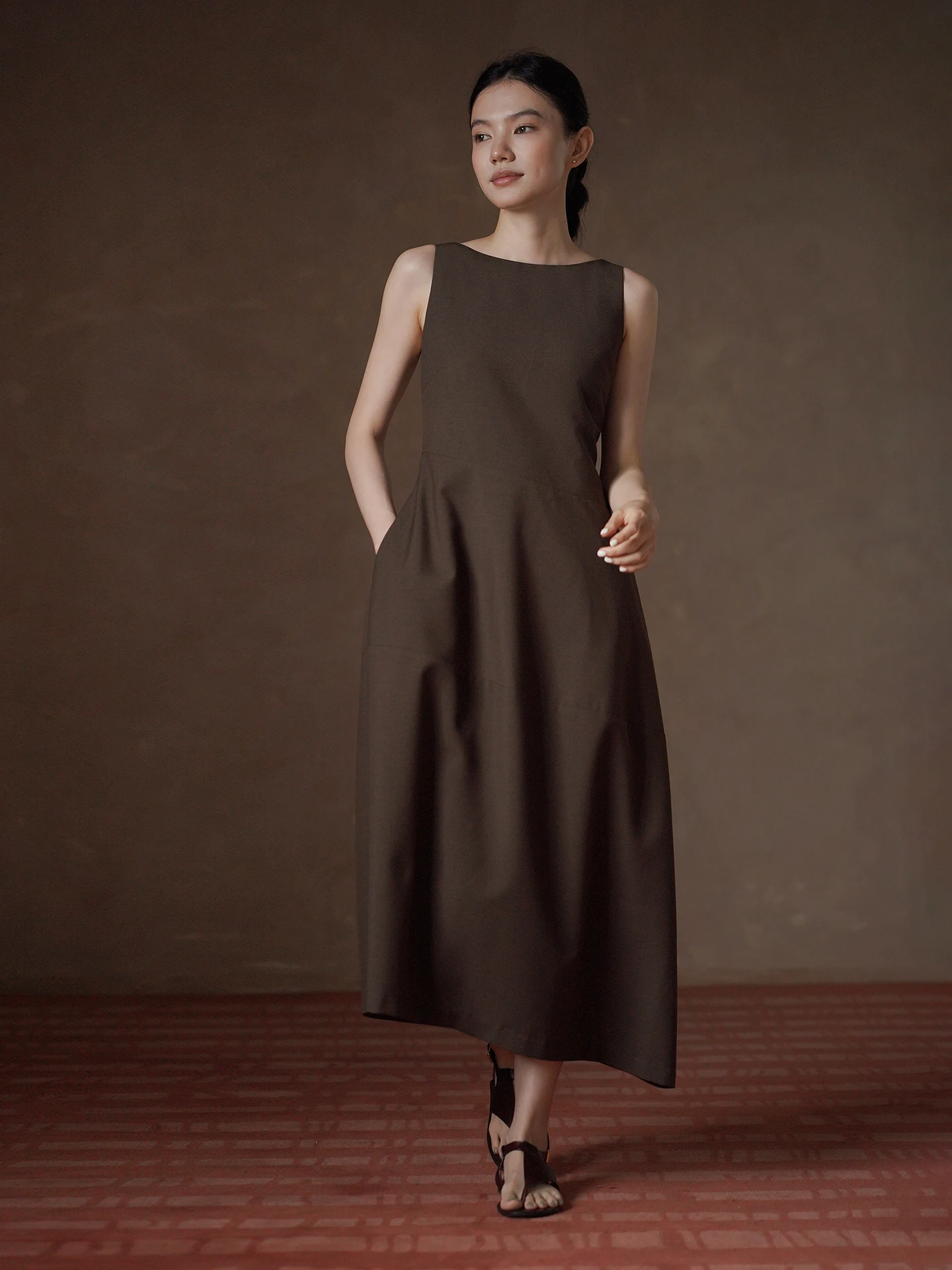 Elegant Slimming Waist Dress by HaChikis Simple Elite Feel One Shoulder Smooth Skin Friendly Sleeveless A-Line Summer Dress