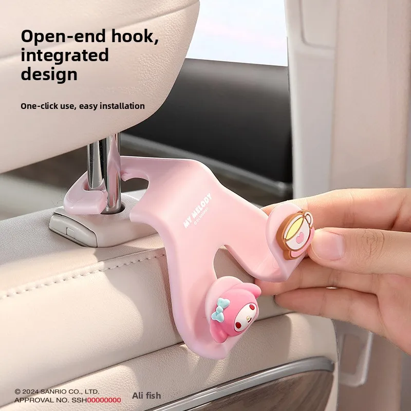 

Sanrio New Hello Kitty Kuromi My Melody Cinnamoroll Pompompurin Car Hook Seat Fashion Trend Portable Sense of Luxury Sweetness