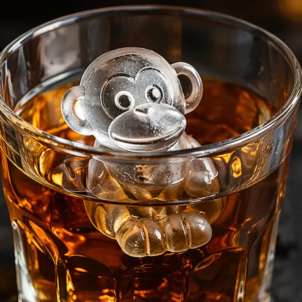 Monkey Shaped Candy Mold Silicone Ice Tray with Leak-proof Lid Monkey-shaped 3d Mold for Ice Cubes Chocolate Jelly Mini Dessert
