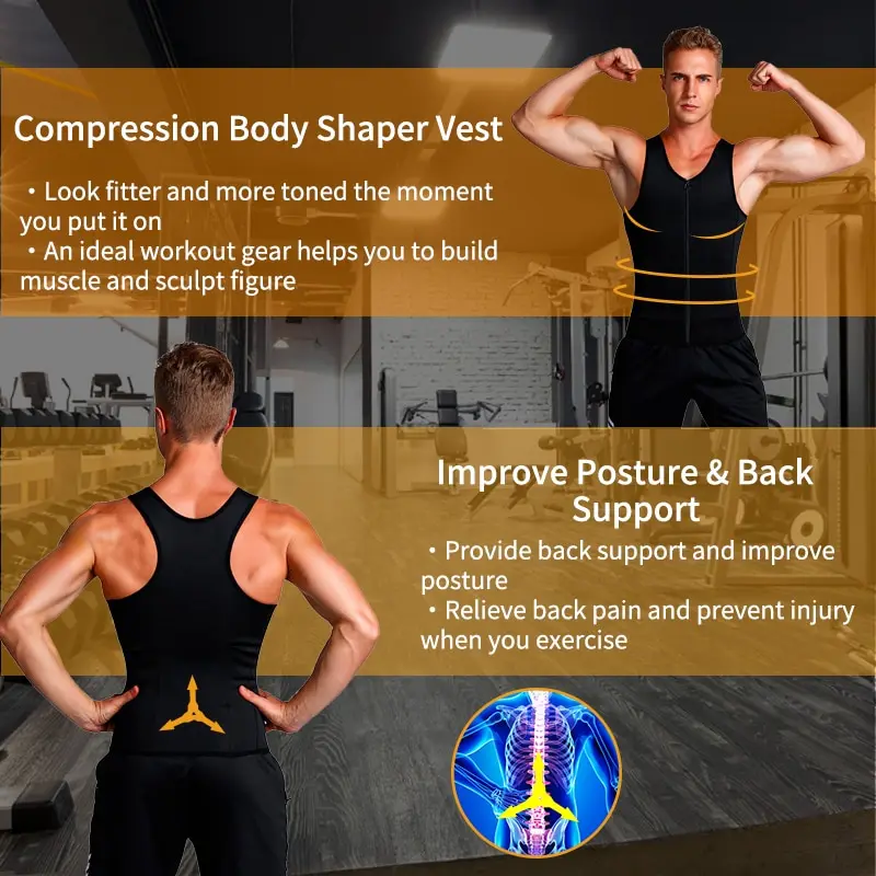 Men Slimming Vest Body Shaper Slimming Belt Belly Neoprene Abdomen Fat Burning Shapewear Waist Sweat Corset Workout Suit