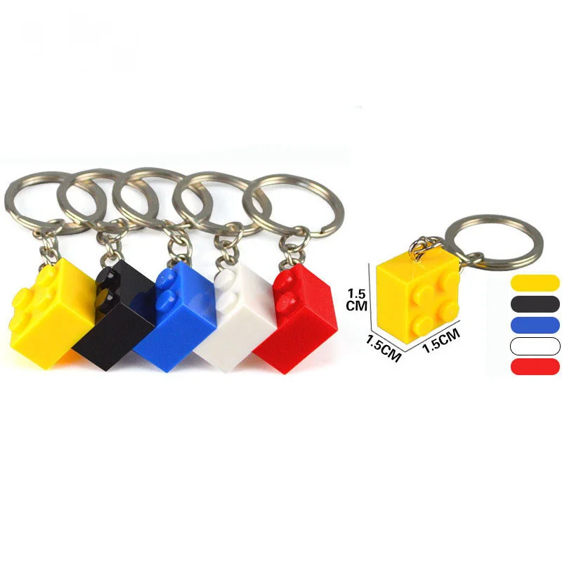 10-20Pcs/Lot Colorful Brick 2x4 2x2 Heart-shaped Key Chain Building Block Toys For Kids Gift Compatible with MOC Brick Keychain