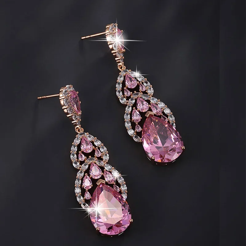 Shining U Vintage Synthetic Stone Drop Earrings Luxury Fashion Party Jewelry for Women Gift