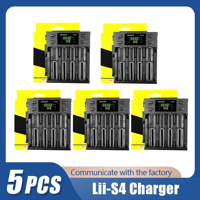 

5PCS LiitoKala Lii-S4 Lii-S2 +U1 Battery Charger Auto-polarity detection For 18650 26650 16340 18350 10400 14500 AA AAA battery