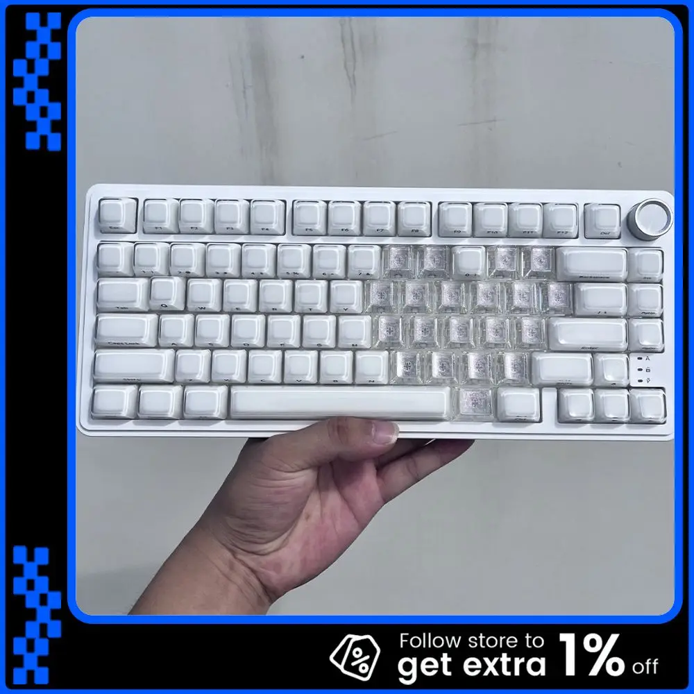 

XVX Jelly Ice Crystal 2.0 Round Side Keycaps Translucent White OEM Profile Key cap for MDA Magnetic Mechanical Keyboard Gift