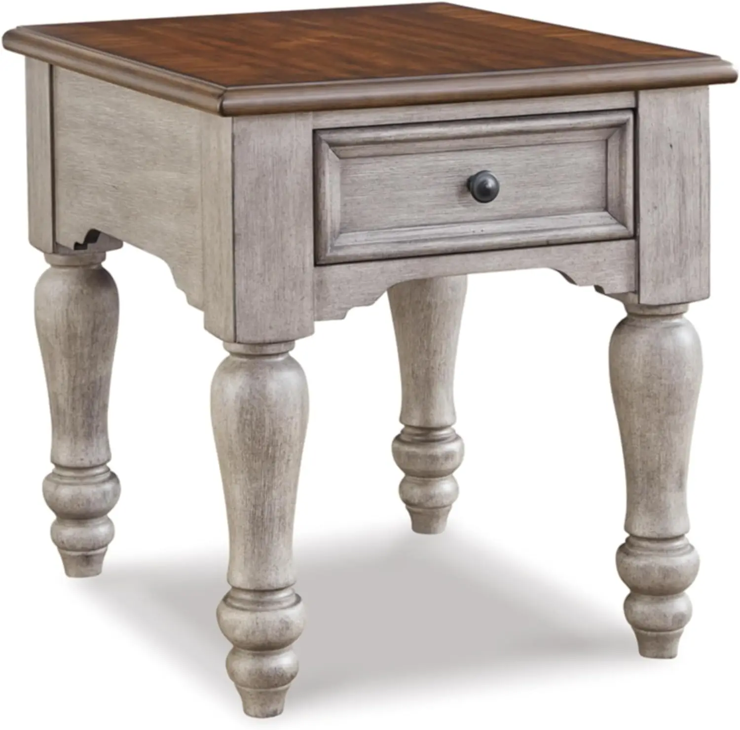 

Lodenbay Classic Farmhouse End Table with 1 Drawer, Antique Gray & Brown