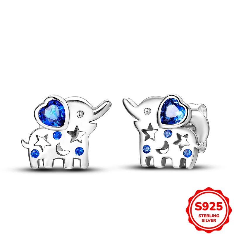 

100% 925 Sterling Silver Earrings Women Little Elephant Ear Studs For Anniversary Wedding Jewelry Gift