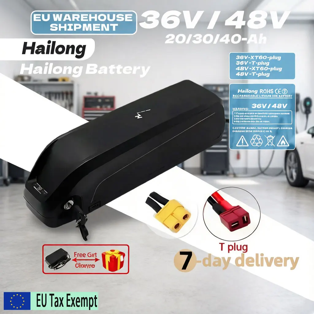 Hochleistungs-18650-Akku für Hailong E-Bike-Batterien 36V 48V 20AH/30AH/40AH mit anpassbarem Anschluss für Bafang BBS-Serienmotoren