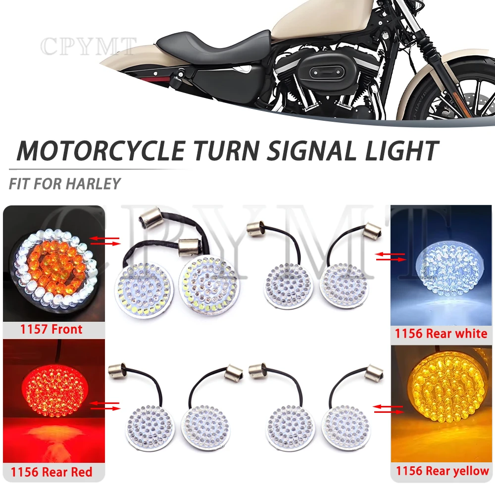 

1156 Rear 1157 Front LED Inserts Panel Lights Lamp Motorcycle Turn Signal Light Fit For Harley Softail Dyna Sportster Touring