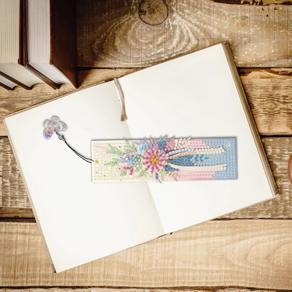 

3 Pcs Special Shape Flower Diamond Painting Bookmarks with Pendant Diamond Art Painting Bookmarks for Adults DIY Art Craft