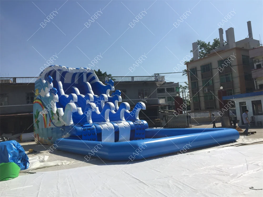 Summer Kids Children Commercial Cheap Inflatable Water Slide With Pool Sea World Theme Land Inflatable Water Park