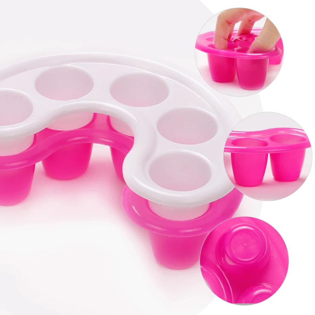 

2pcs Nail Soaking Bowls Five Fingers Separator White Pink Plastic Manicure Supplies Soften Dead Skin Home Salon