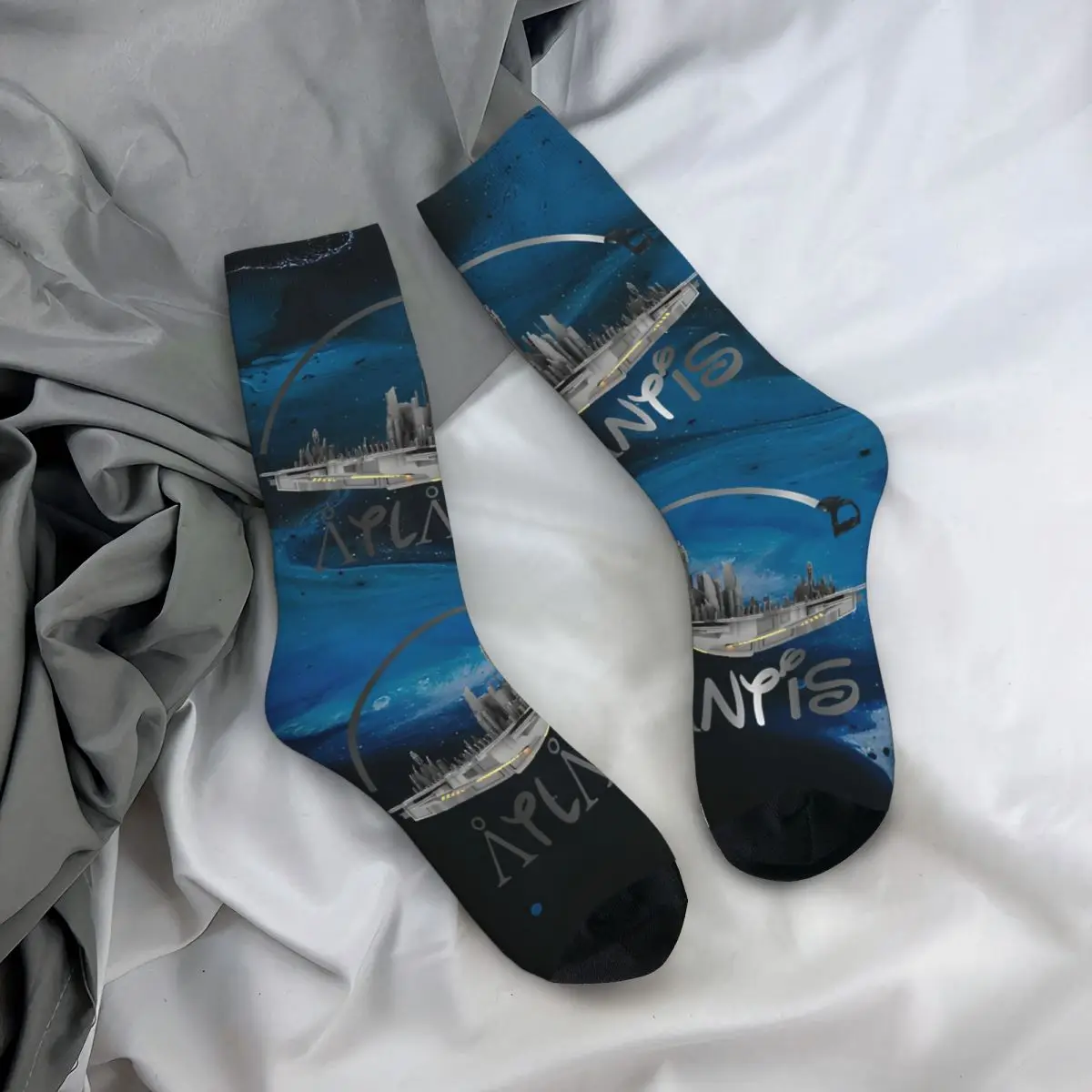 Retro Stargate Herren Kompression socken Unisex A-Atlantis Street Style Muster gedruckt Neuheit Crew Socke