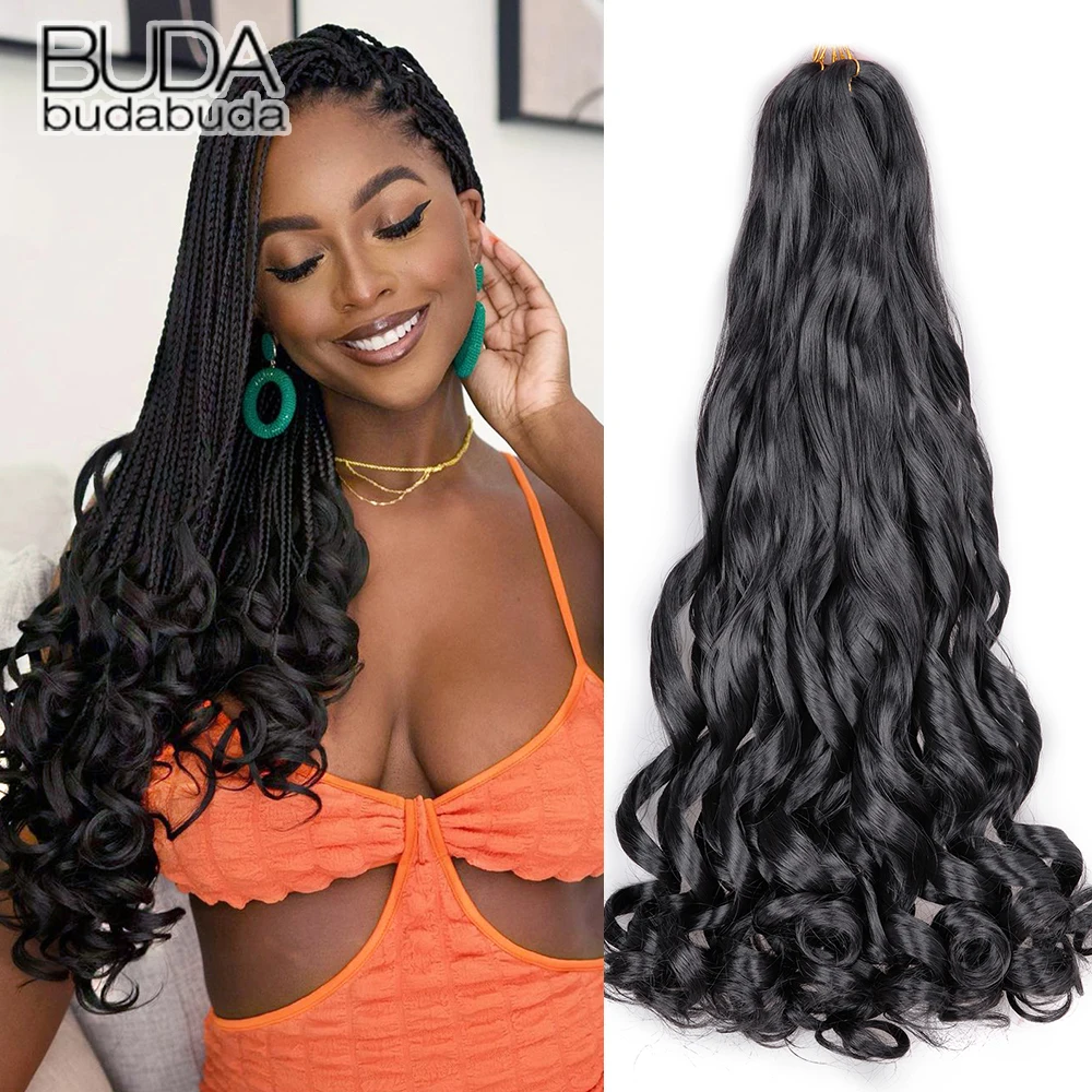 French Curls Braiding Hair 24Inch Synthetic Spiral Curls Braids Hair Extensions For Women Pre Stretched Loose Wave Braiding Hair