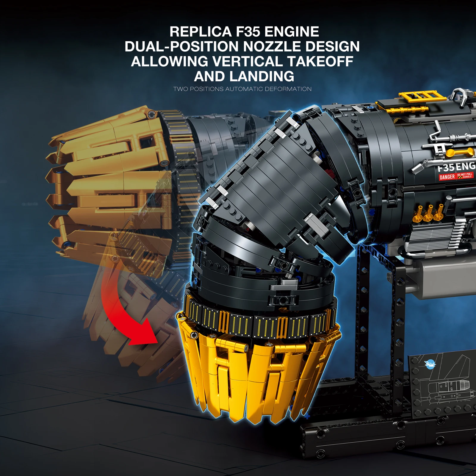 Reobrix 1812 STKS 1:17 F35 900 Turbofan Motor Model Kit Elektrische Versie Technische Bouwsteen Bakstenen MOC Speelgoed Voor Volwassenen Kinderen
