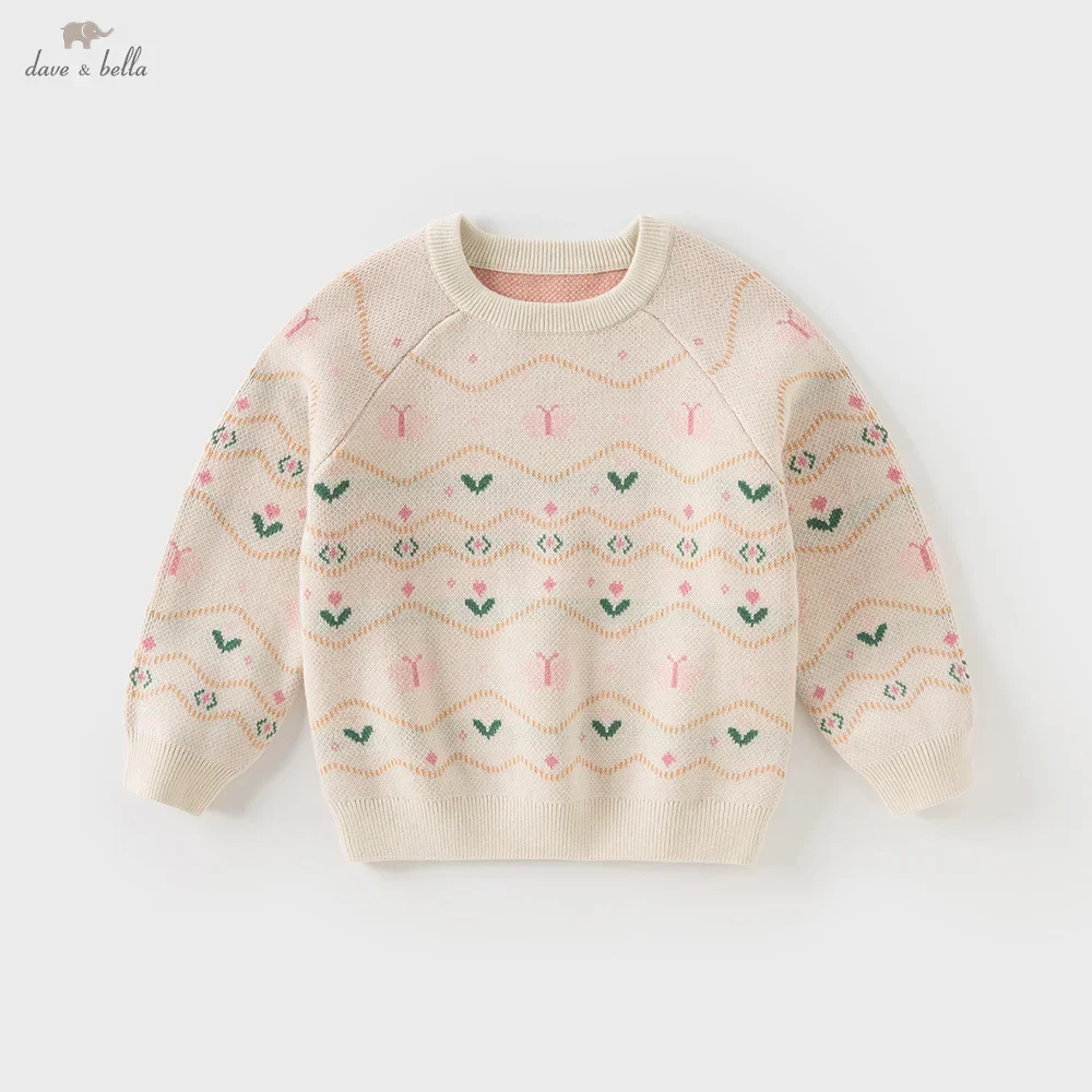 

Dave Bella Children's Sweater Cardigan Tops fashion Casual Sweet Cute Autumn Knitted Long Sleeve Coat Outdoor DB4254555