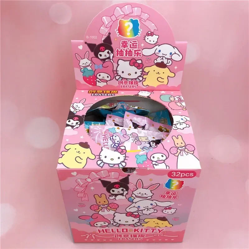 Kawaii 32Pcs Boxed Sanrio Family Cute Pet Cartoon 3D Three-dimensional Eraser Prize Stationery