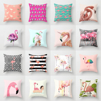 Pink Pillow Flamingo Backrest Headboard Decorative Cushion Nordic Style Office Nap Pillow Car Lumber Pad cute pillow removable