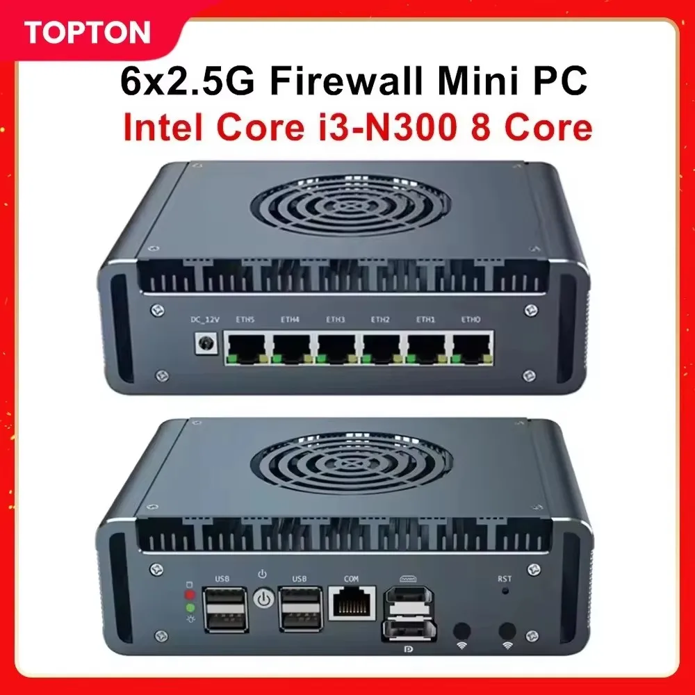 

Topton 6x2.5G Metal Firewall Intel Core i3-N300, Solid Mini PC, DDR5 NVMe RJ45 COM Mini Computer pfSense OPNsense Proxmox Server