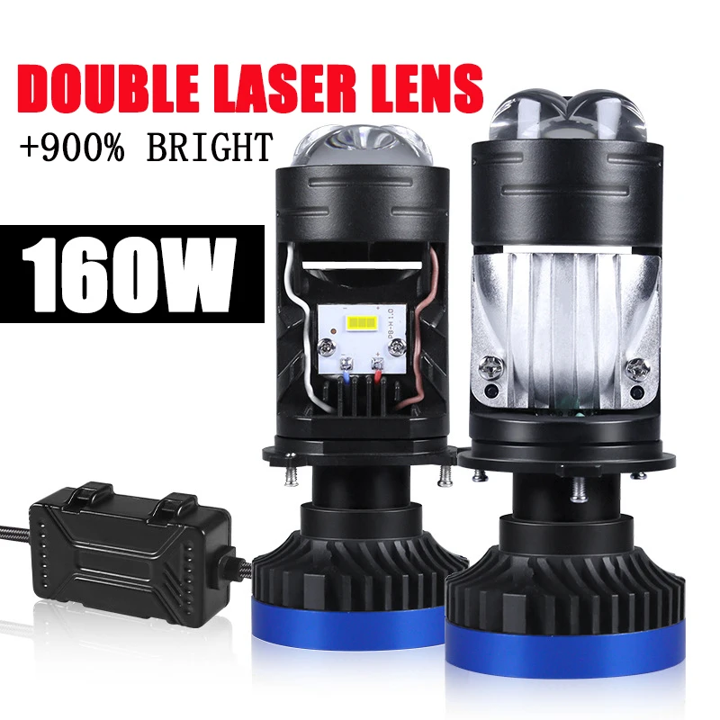 

Bi LED Projector Lenses Car Headlight Bulbs 12V 24V 6000K Canbus Auto/Motorcycle LED Headlamps 160W High Low Beam Turbo Fan Bulb