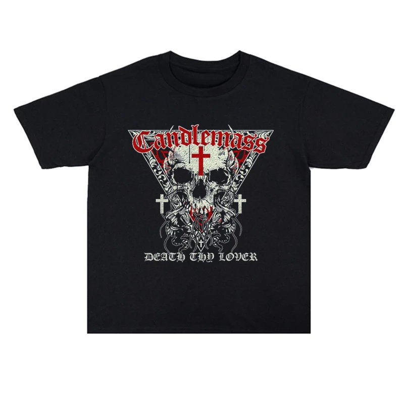 2025 Summer Rock Candlemass Mass Band Printed Cotton Men's and Women's T-shirt High Quality Short Sleeve Men's Tee