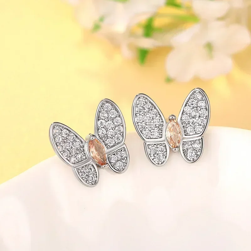 2026 New High end Jewelry Earnail Source Exquisite Creative Korean Edition Super Flash Earrings  Butterfly Fragrance