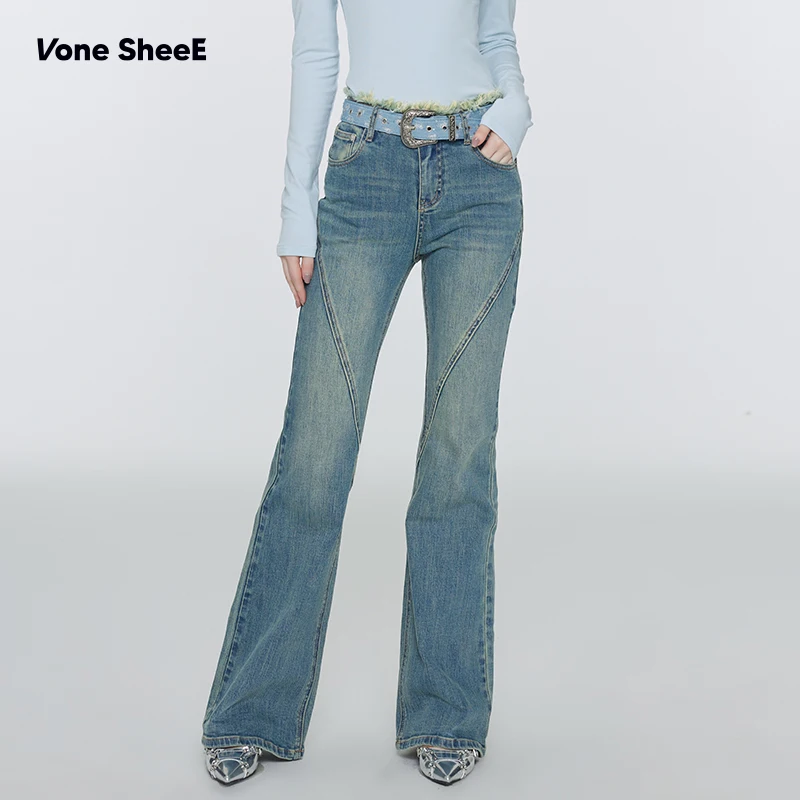 

Vone eeE American High Street Light Blue Slim Straight Jeans Women's Early Autumn Loose Slimming Pants High Waist Zipper