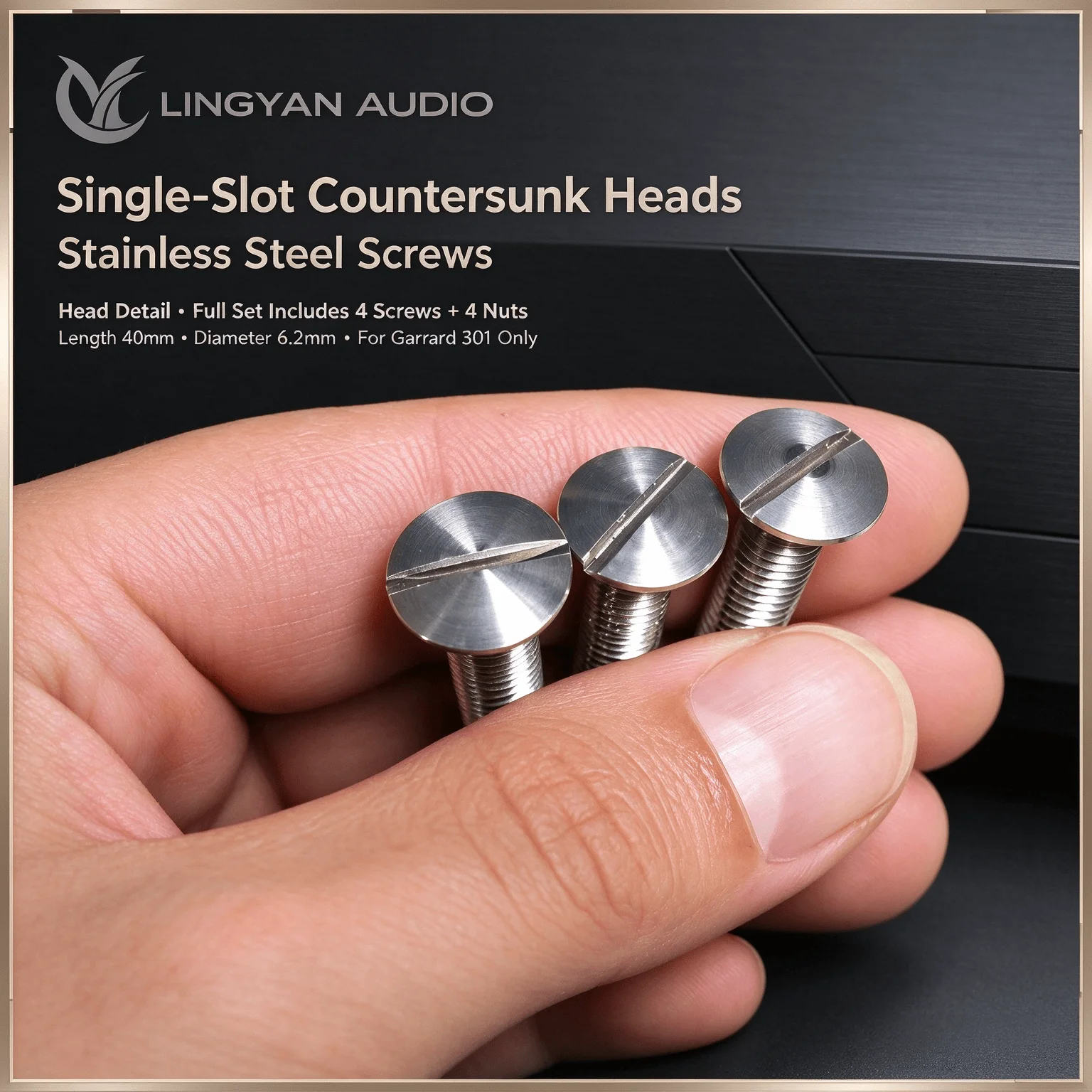 accesorio-de-alta-fidelidad-para-vinilos-lingyan-audio-juego-de-4-tornillos-de-montaje-ranurados-de-40-mm-y-4-juegos-de-tuercas-de-cobre-compatible-con-el-tocadiscos-garrard-301