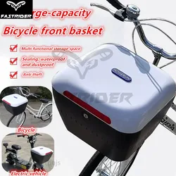 Large-capacity Bicycle Basket Electric Bike Basket Thickened Waterproof Universal Front Storage Basket with Cover Password Lock